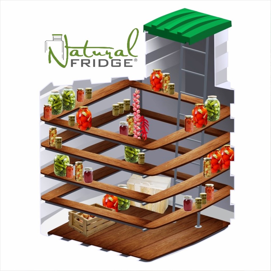 Piwnica ogrodowa Natural FRIDGE ®, spizarnia, ziemianka ogrodowa 2х2 m wewnatrz na stalowej ramie i mogą utrzymać duże ilości przetworów.  Wewnętrzny design Piwnica 200x200 Natural Fridge  31 680  zł